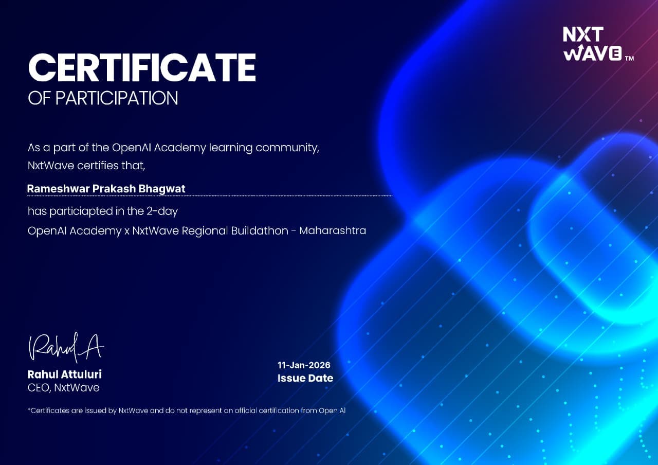 OpenAI Buildthon 2026 Certificate